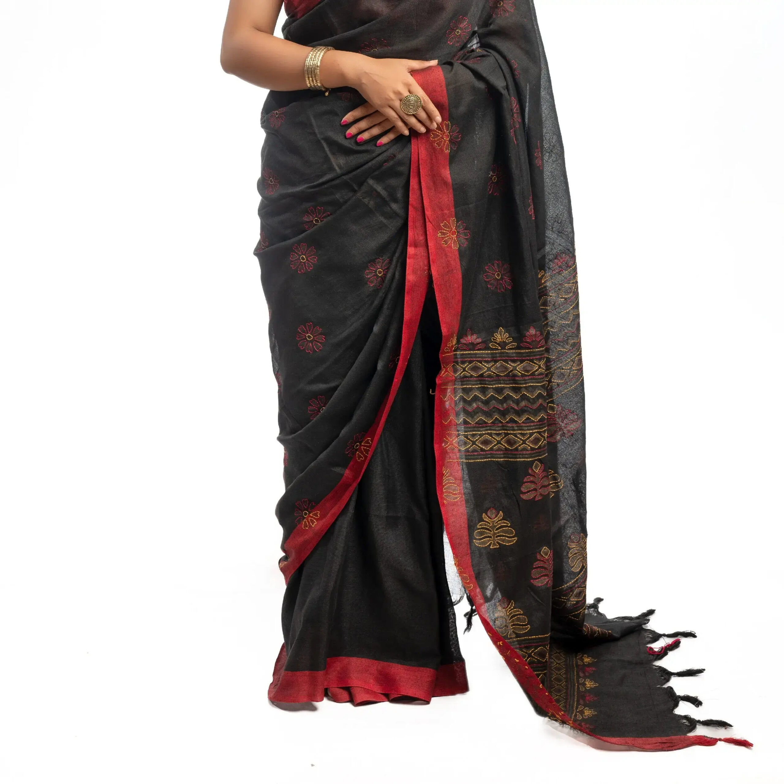 Hand Stitched Designer Saree With BP