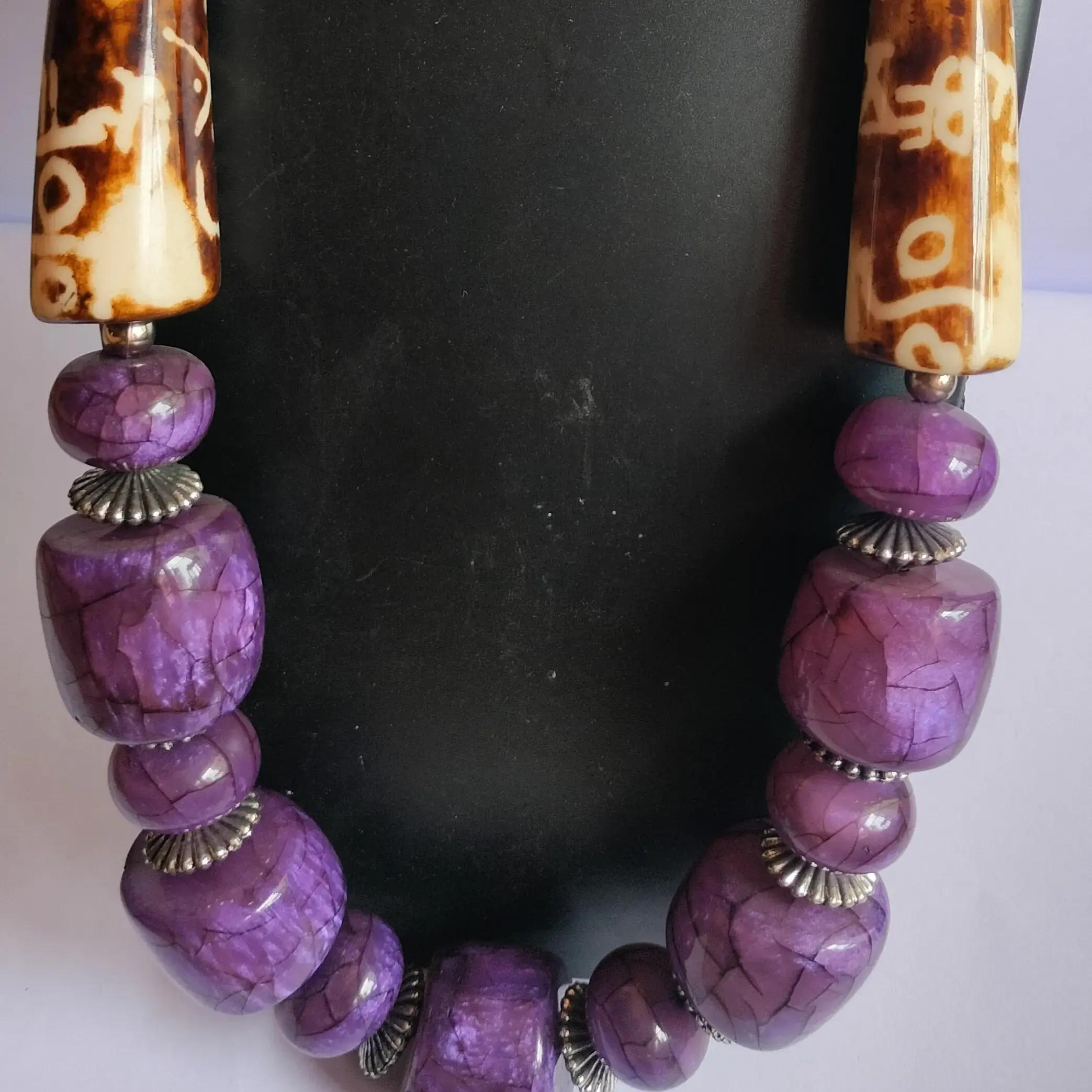 Purple Colored Long Beads Jewellery with Earrings