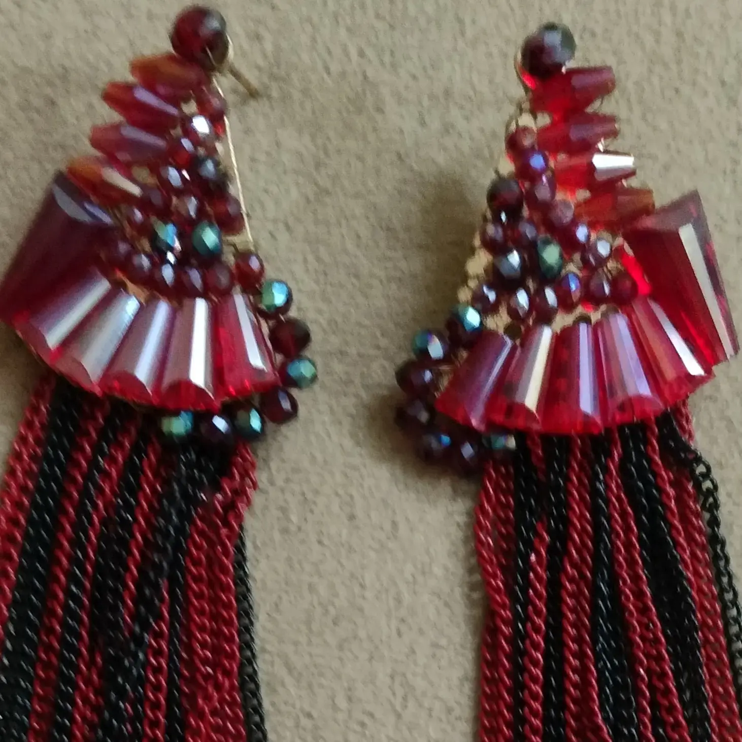 Stone Setting Multicolored Trending Long Earrings