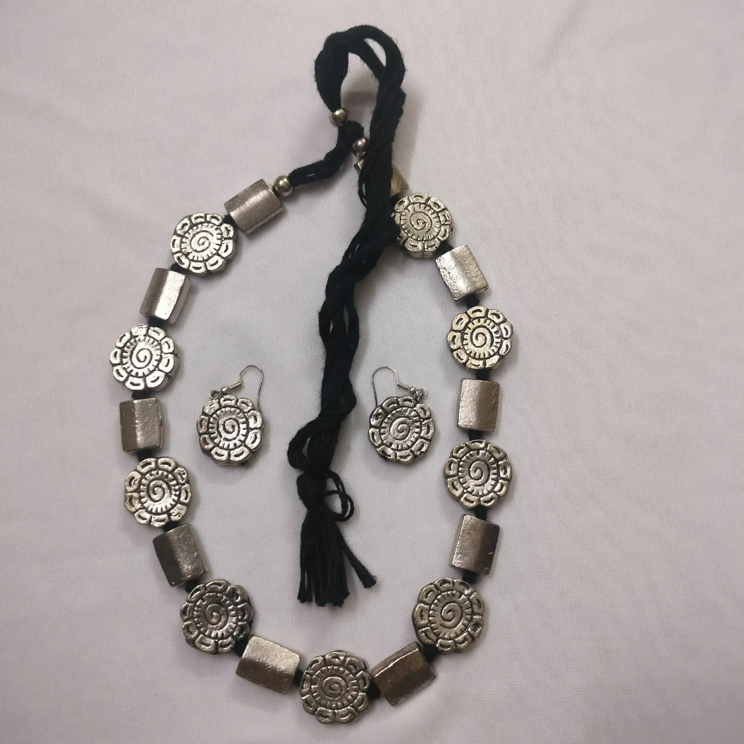 Oxidised Stylish Necklace With Earrings