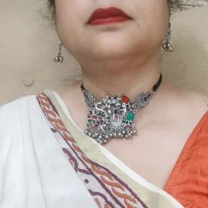 Oxidised Peacock Choker Set