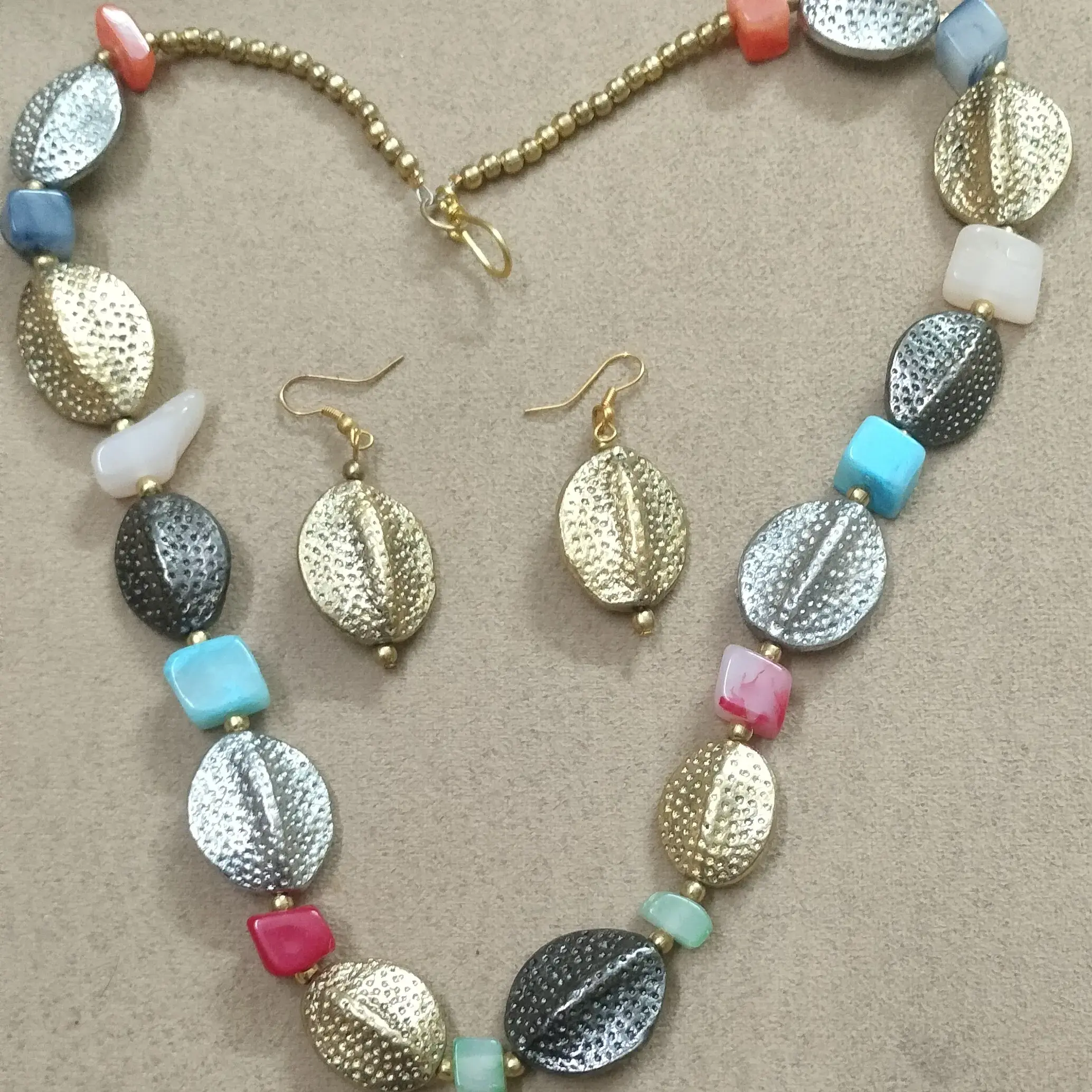 Multicolored Golden Silver Oxidised Stylish Necklace Set