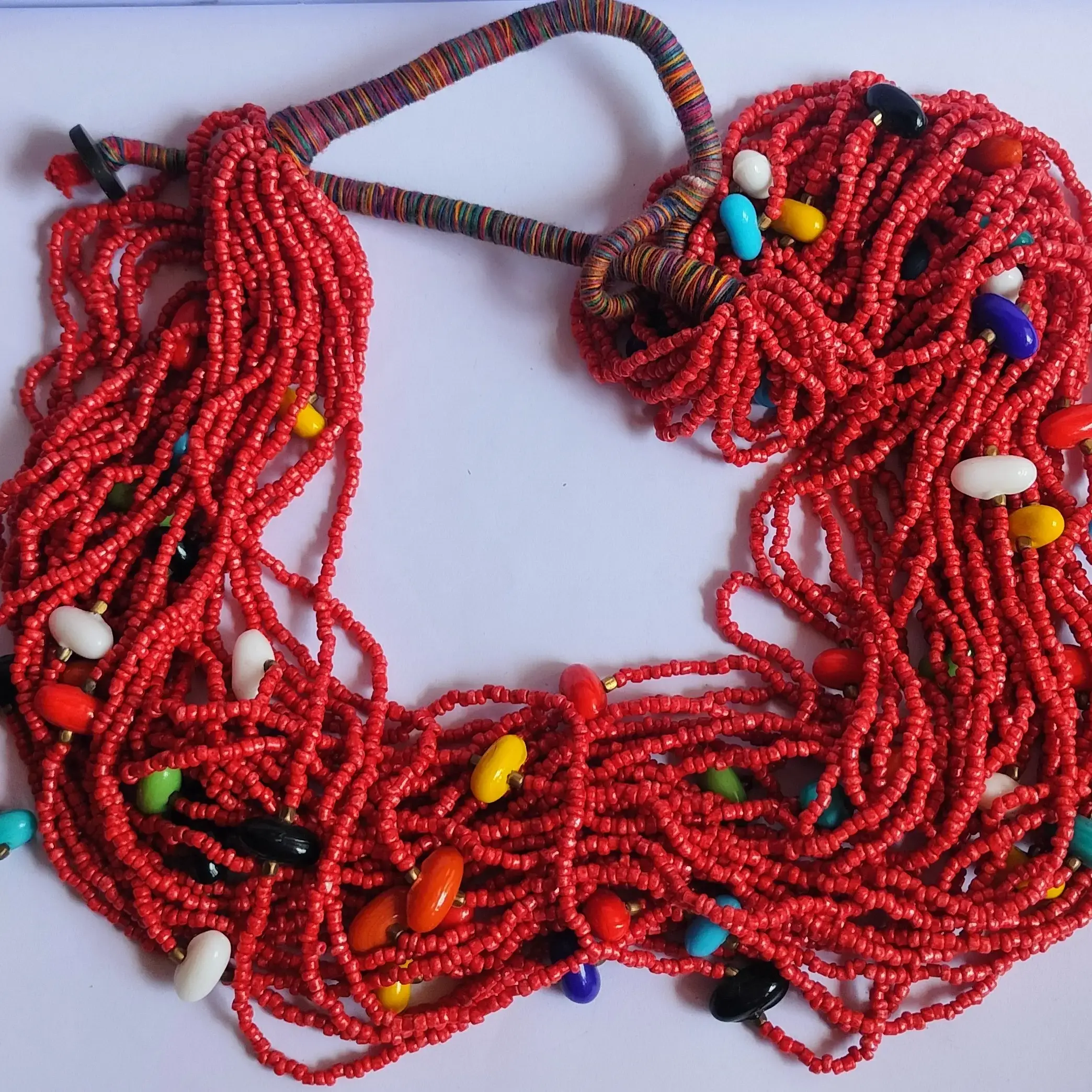 Red Colored Beads Jewellery With Earrings