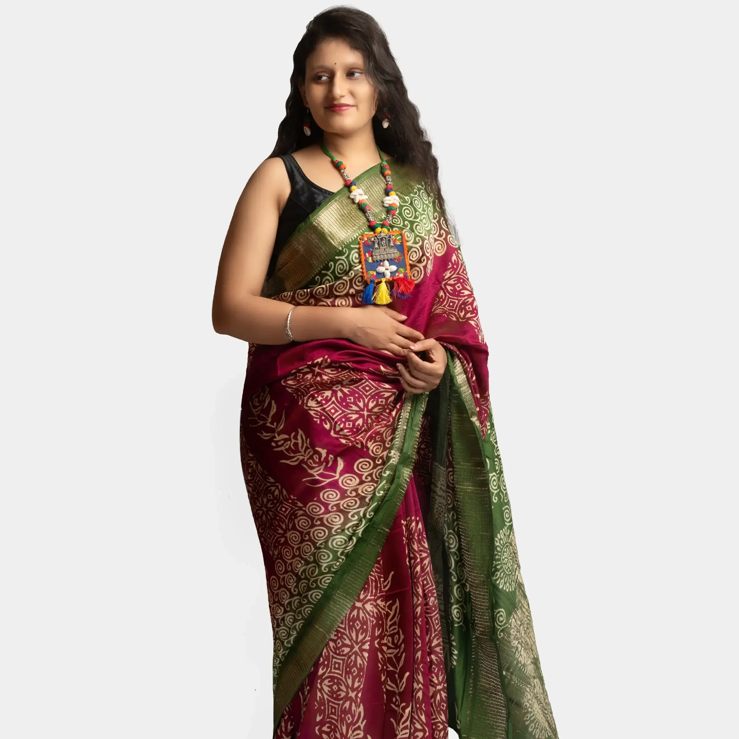 Hand Printed Silk Saree