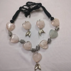 Silver Oxidised Tussle Necklace With Earrings