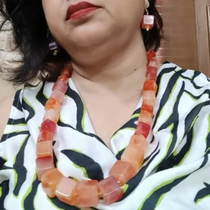 Orange Toned Beads Necklace Set