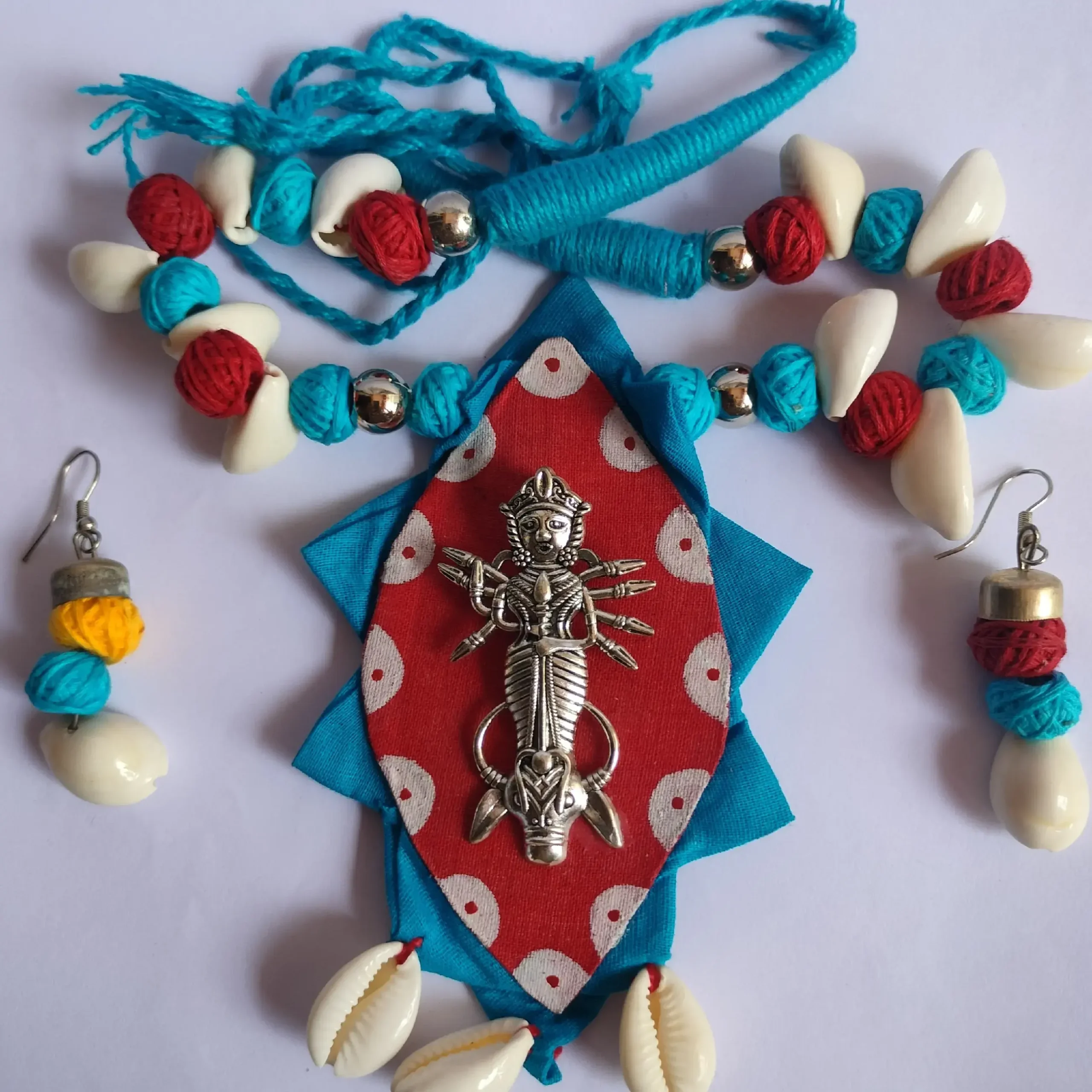 Ethnic Multicolored Cloth Jwellery Set