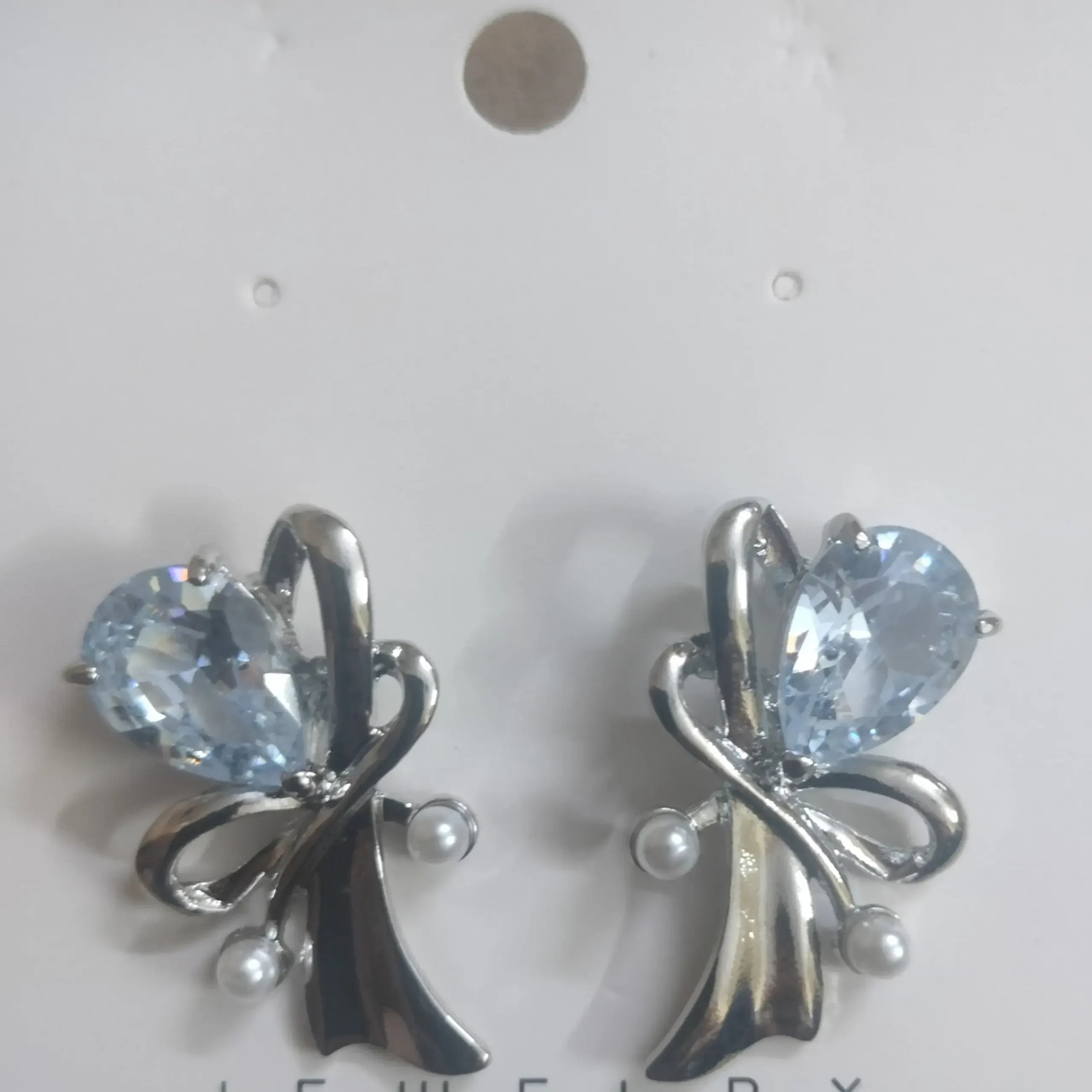 Silver Coloured Stoned Earrings With Bangle