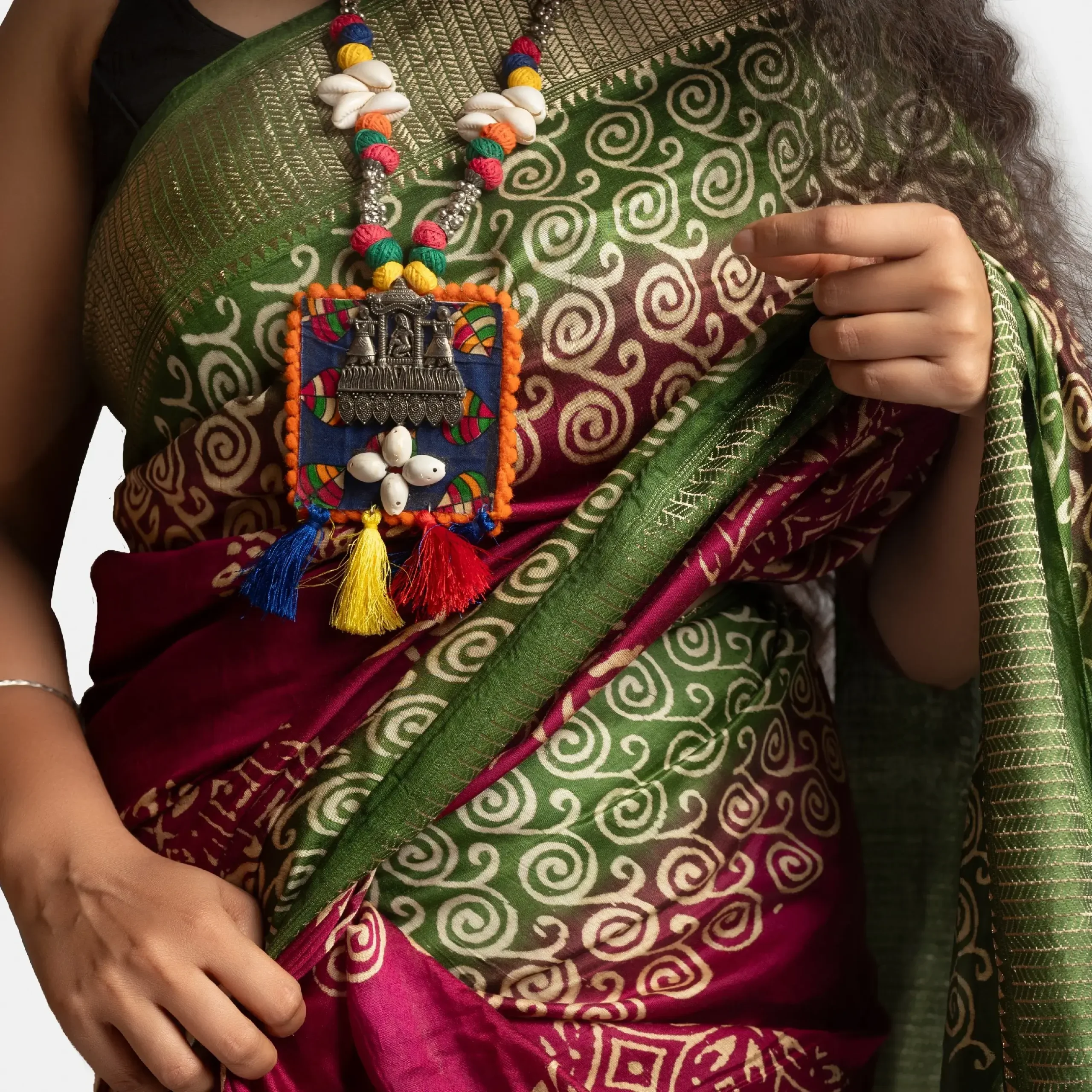 Hand Printed Silk Saree