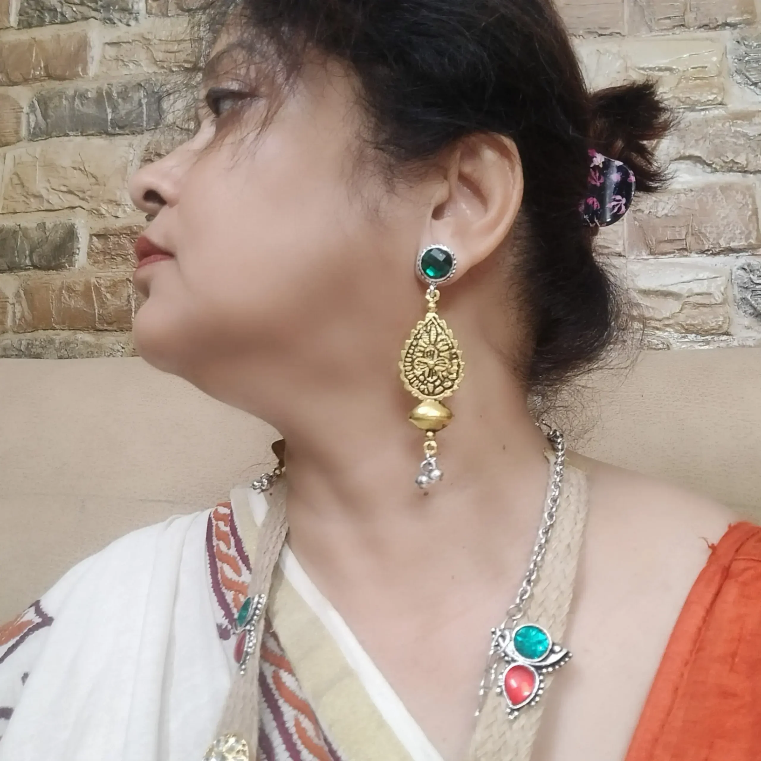 Silverstone Oxidised Jute Tussel Long Necklace Set