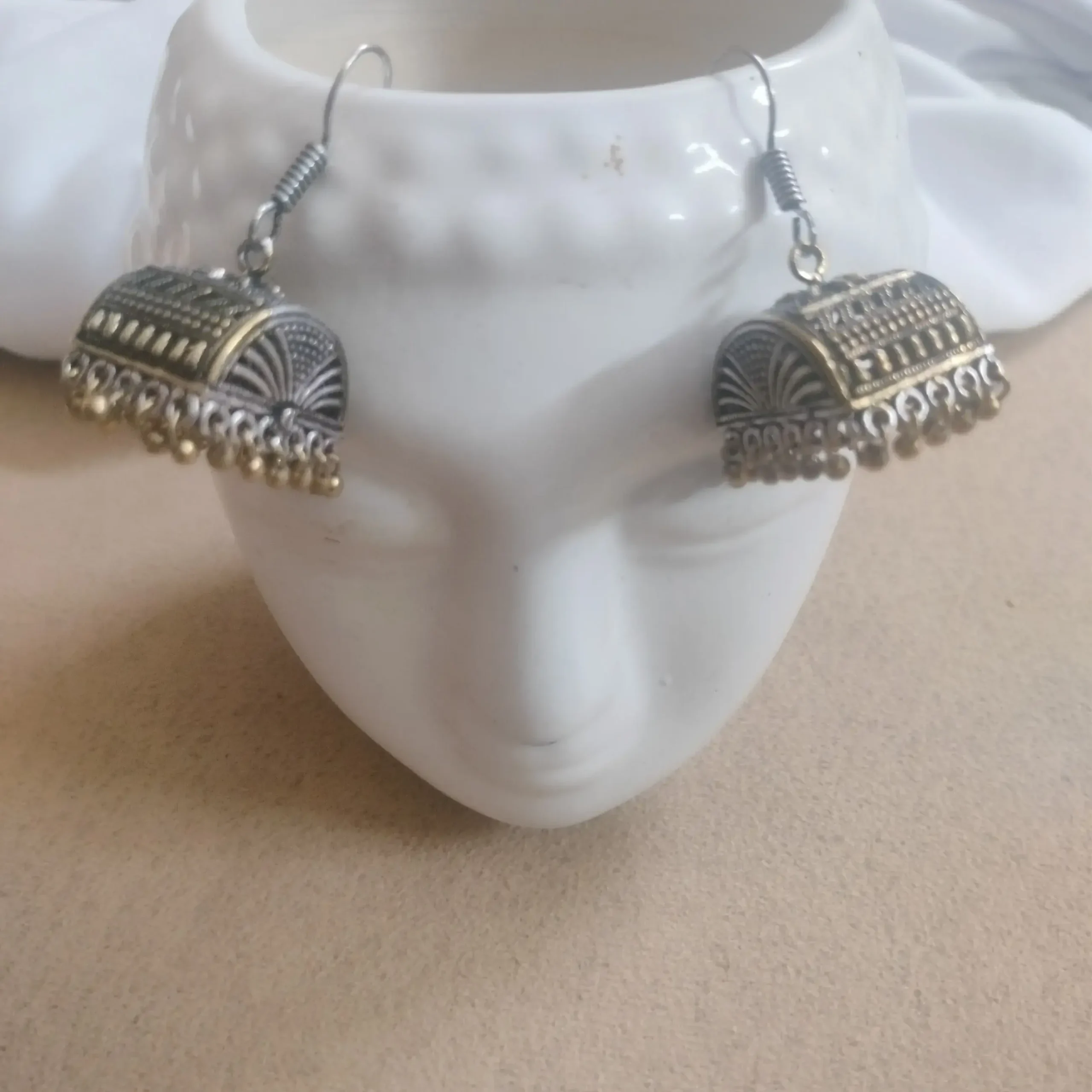 Silver Oxidised Designer Jhumka Earrings