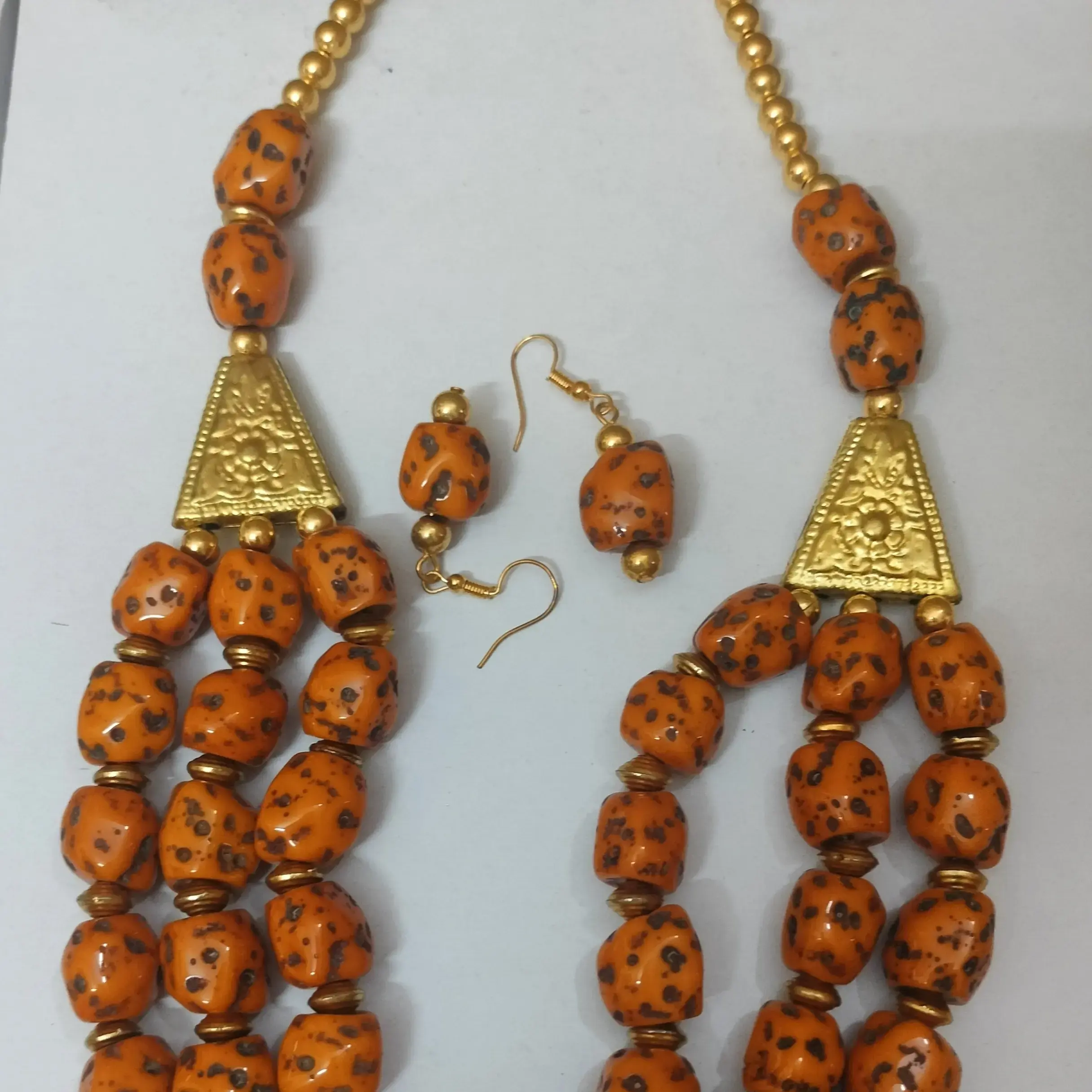 Yellow Toned Beads Necklace Set