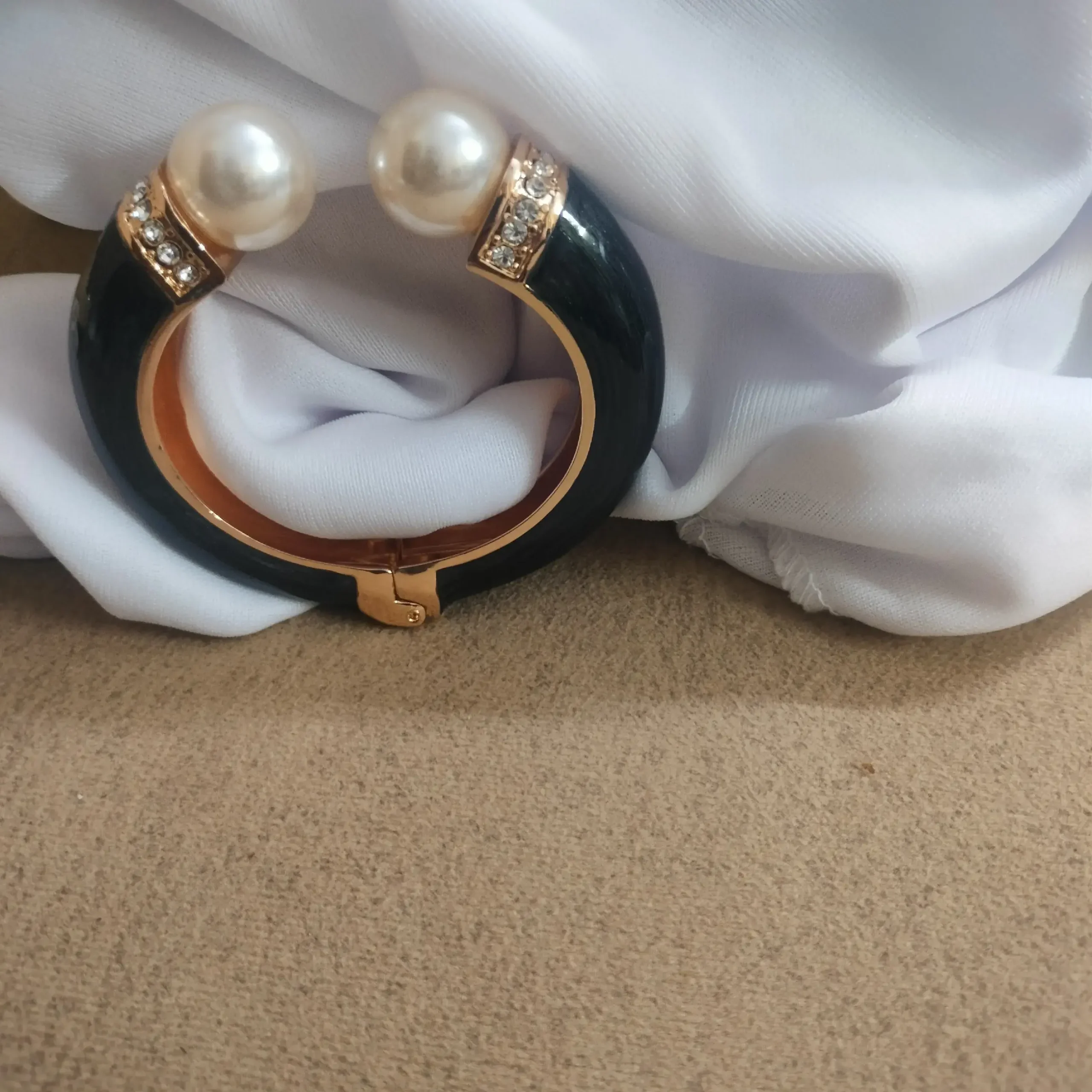 Black Golden Touched Stylish Earrings With Bangle