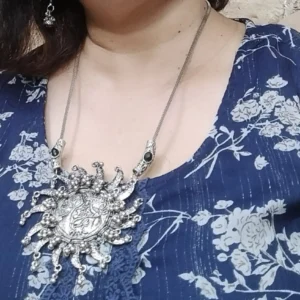 Oxidised Long Chain Necklace Set