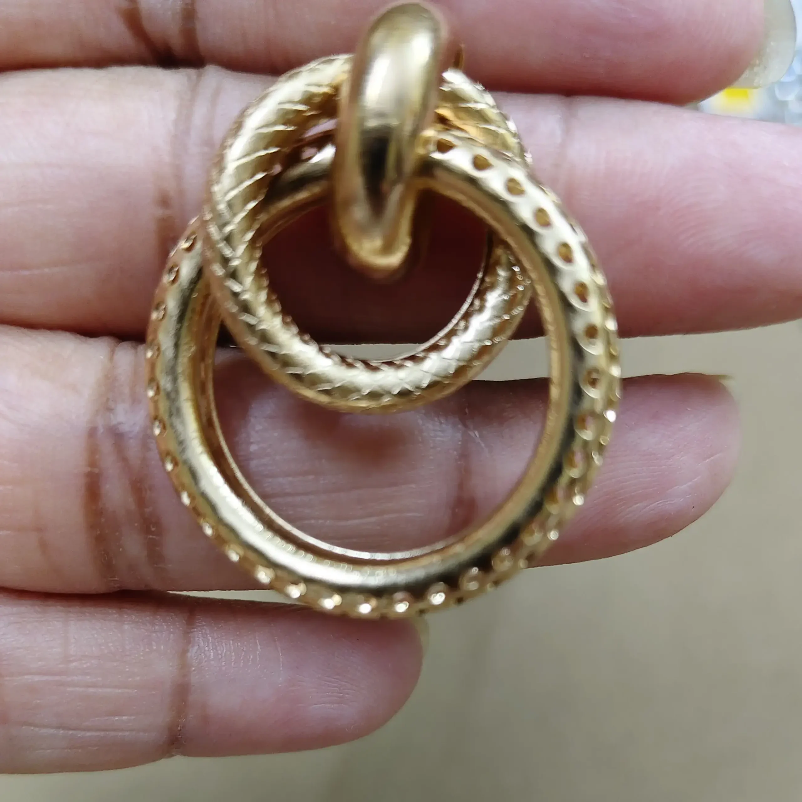 Golden stylish double circle earrings