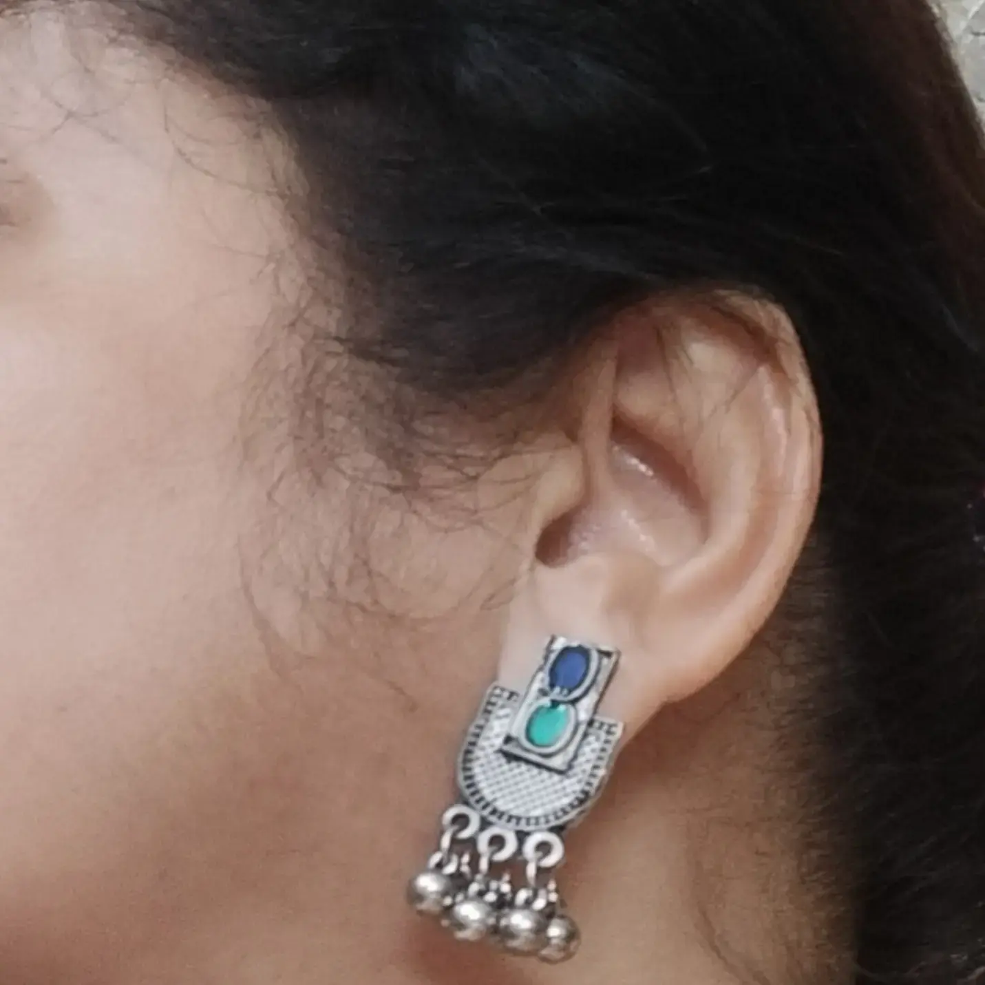 Oxidised Peacock Choker Set