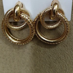 Golden stylish double circle earrings