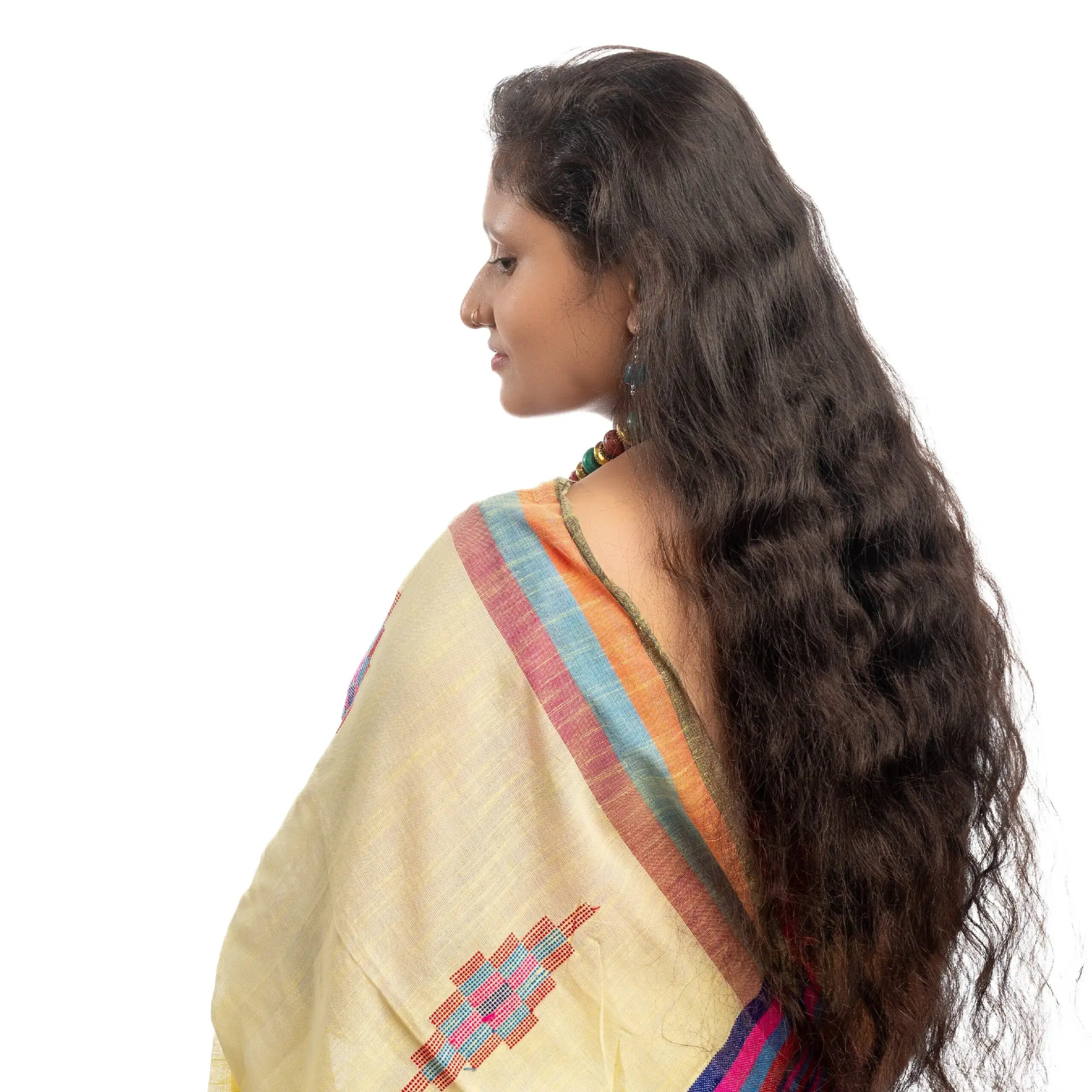 Hand Woven Linen Saree With BP