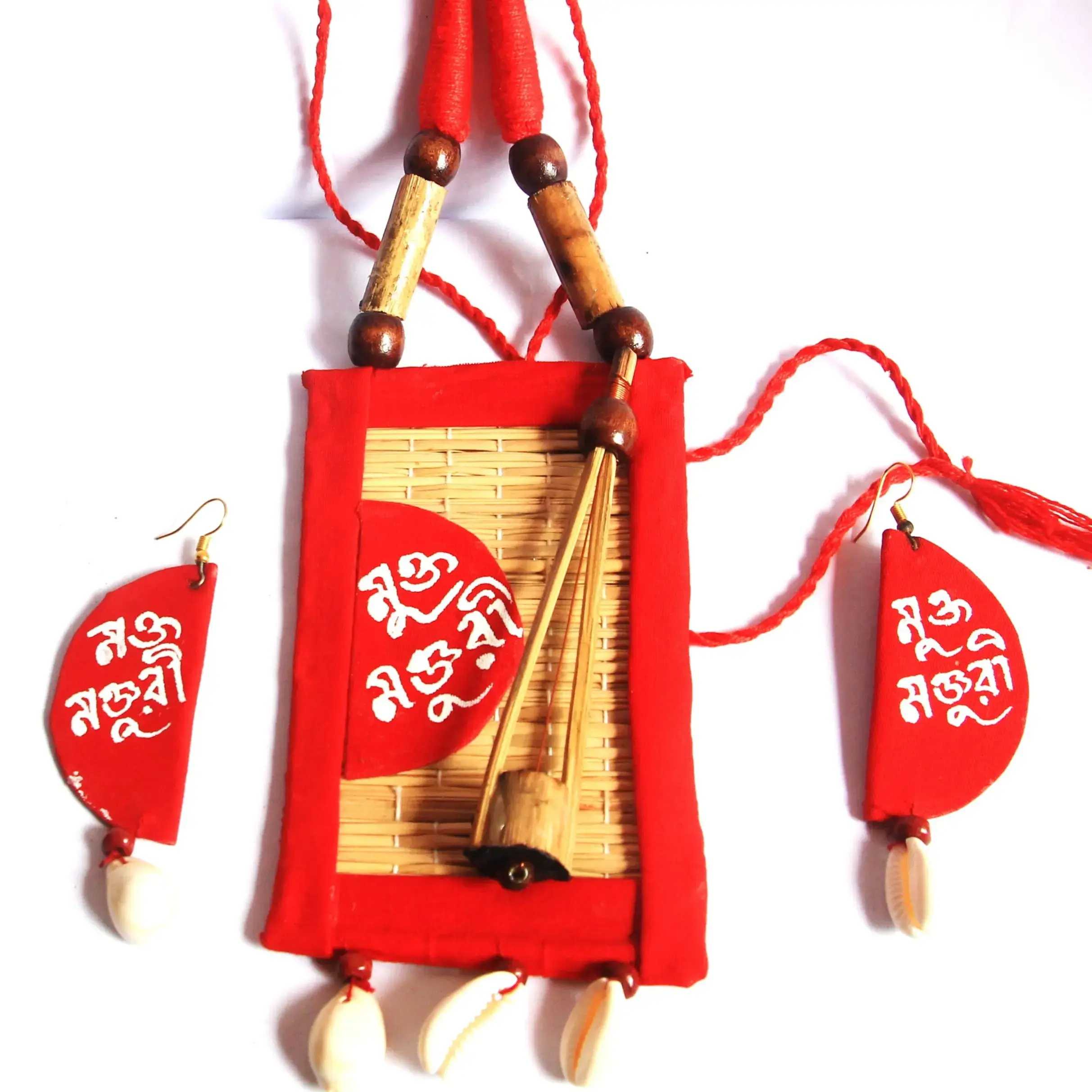 Ethnic Red colored wooden cloth Jwellery