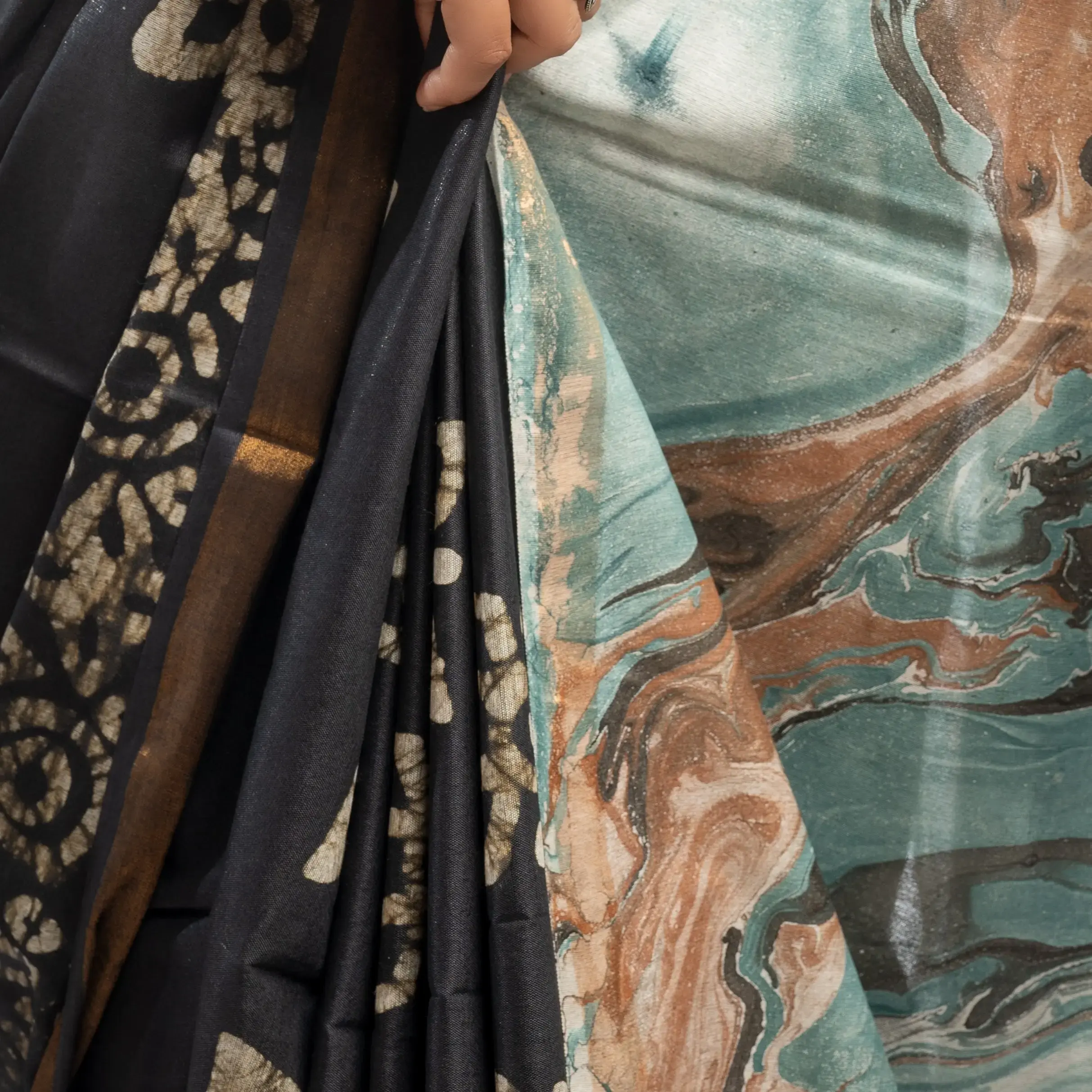 Block Printed Silk Saree