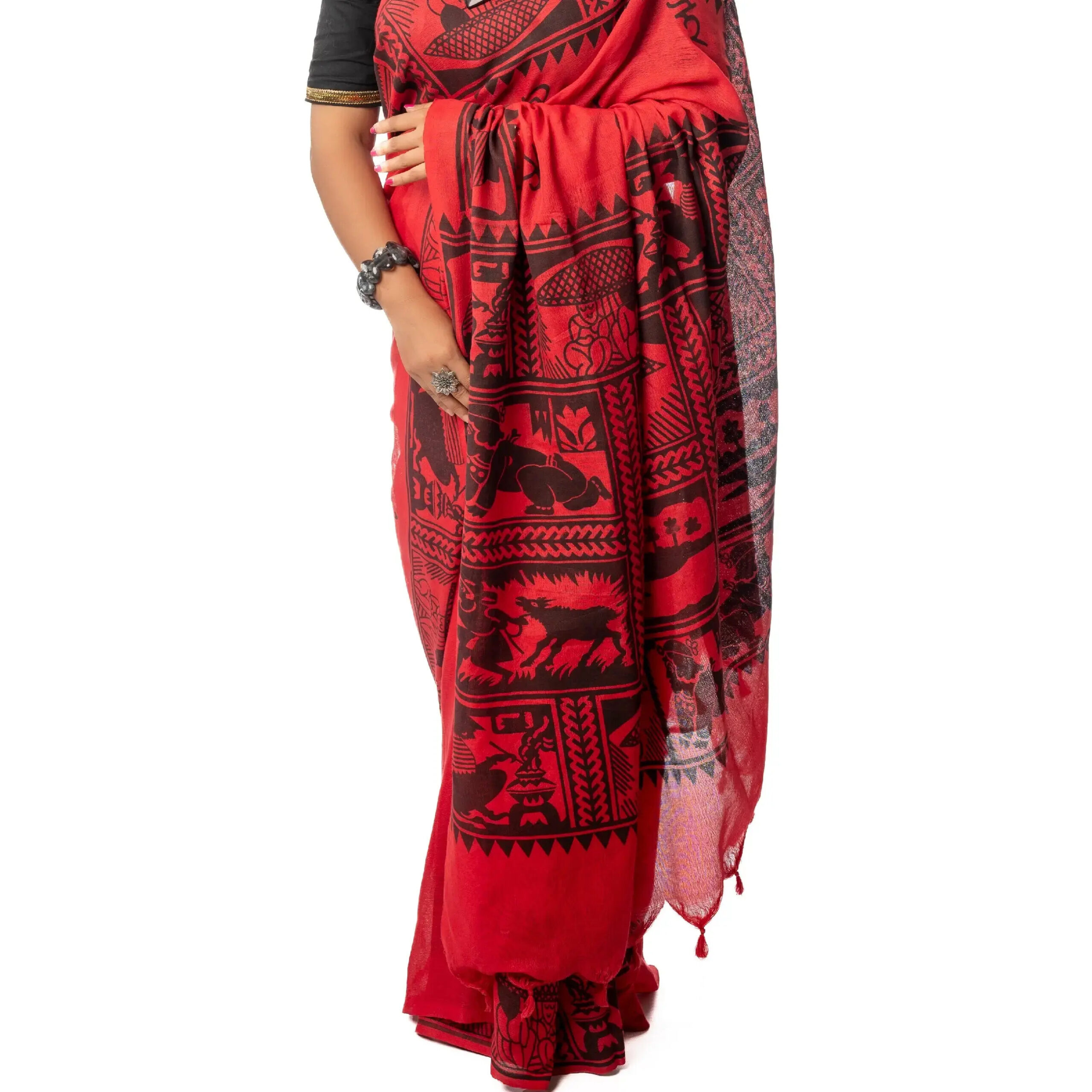 Pure Cotton Hand Print Saree with BP