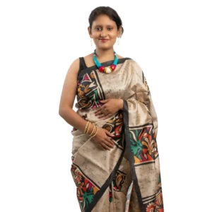 Boutique Printed Designer Silk Saree With BP