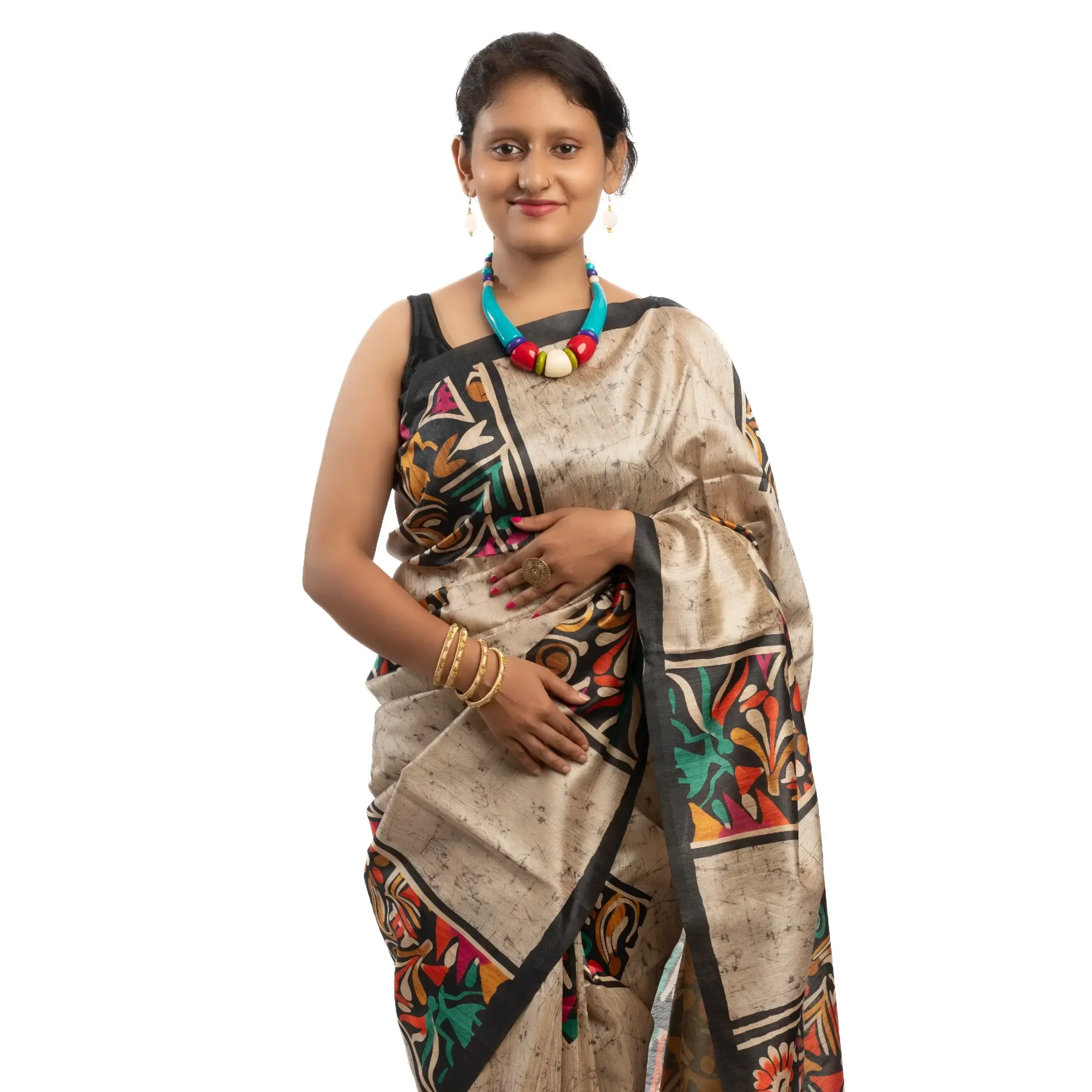 Boutique Printed Designer Silk Saree With BP