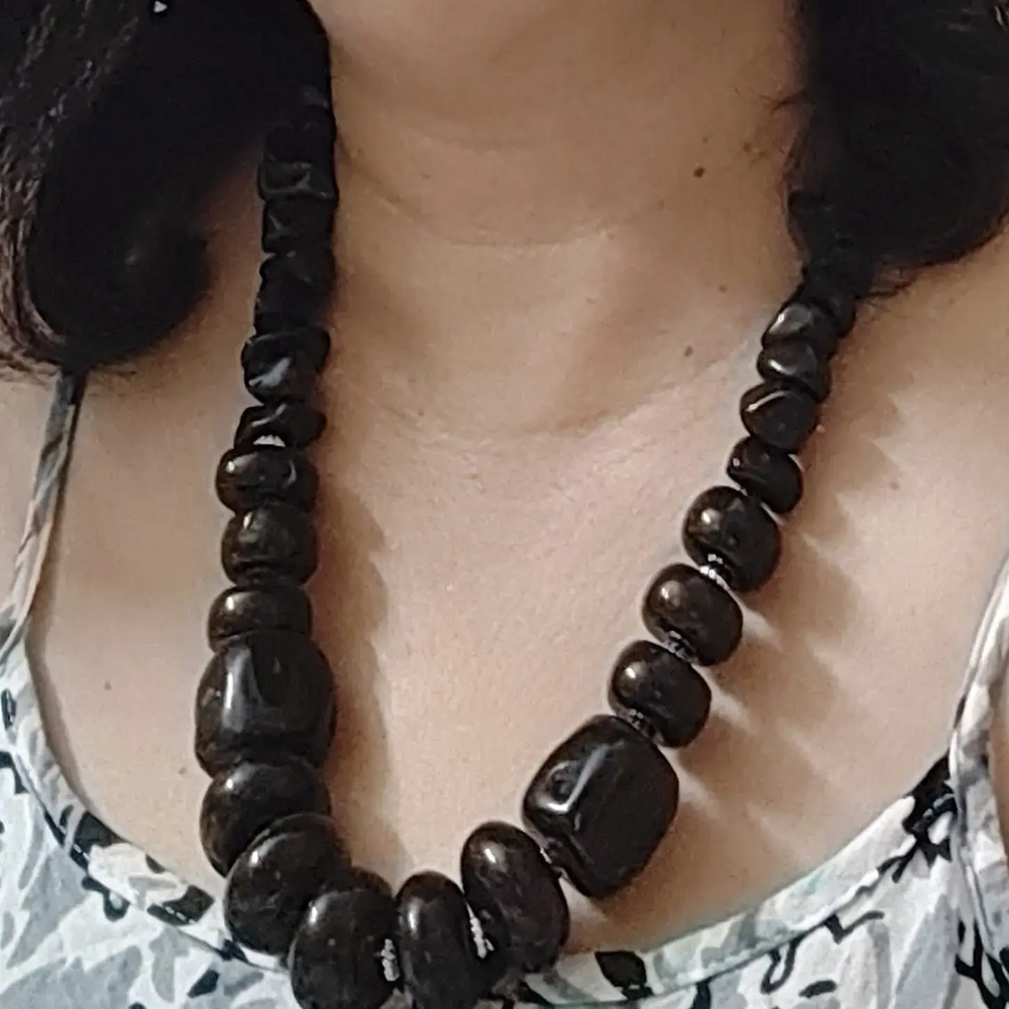 Black beads tribal necklace with earrings