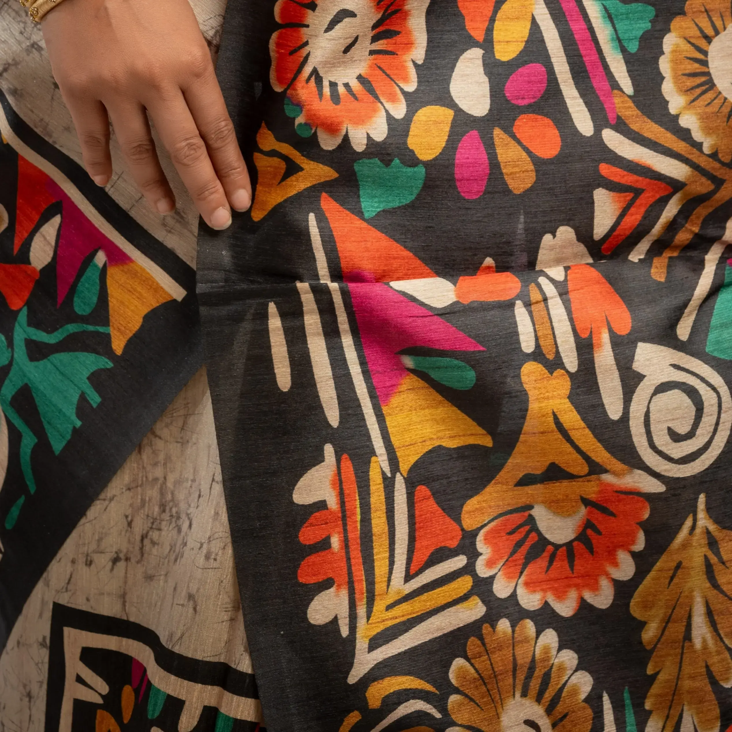 Boutique Printed Designer Silk Saree With BP