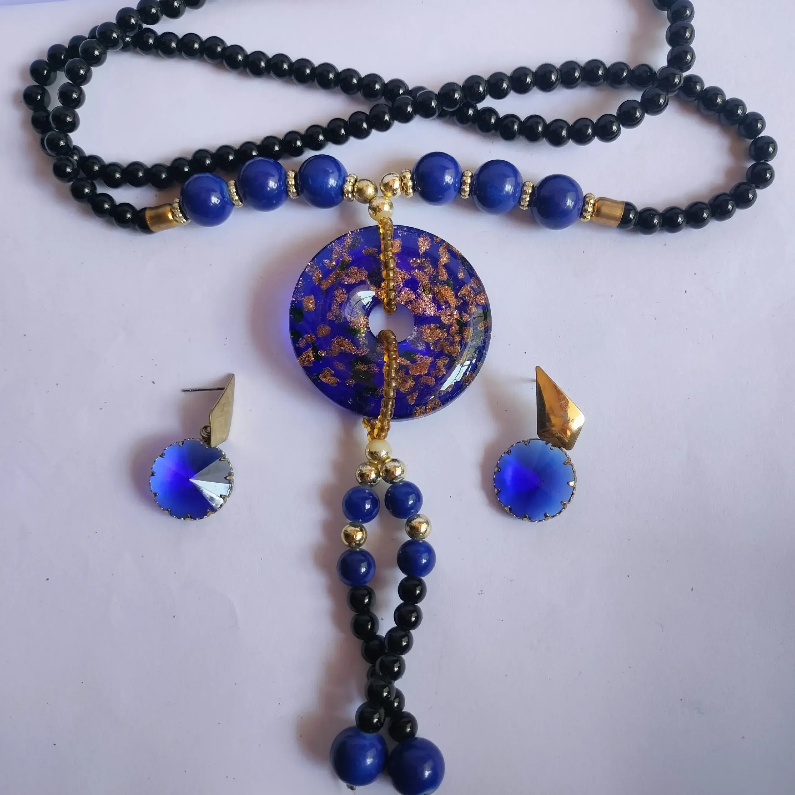 Beads Long Necklace With Earrings