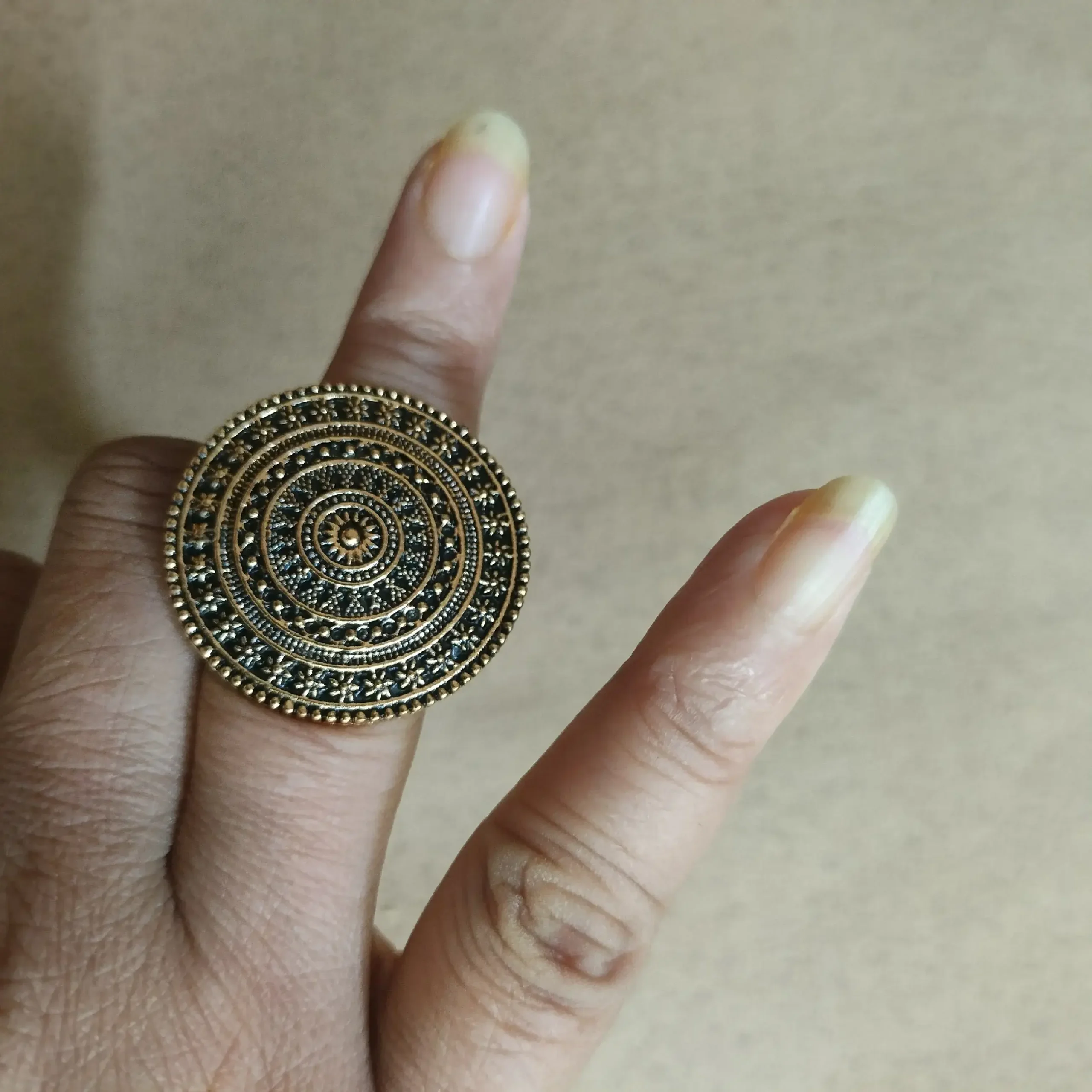 Antique Long Trendy Necklace & Ring Set