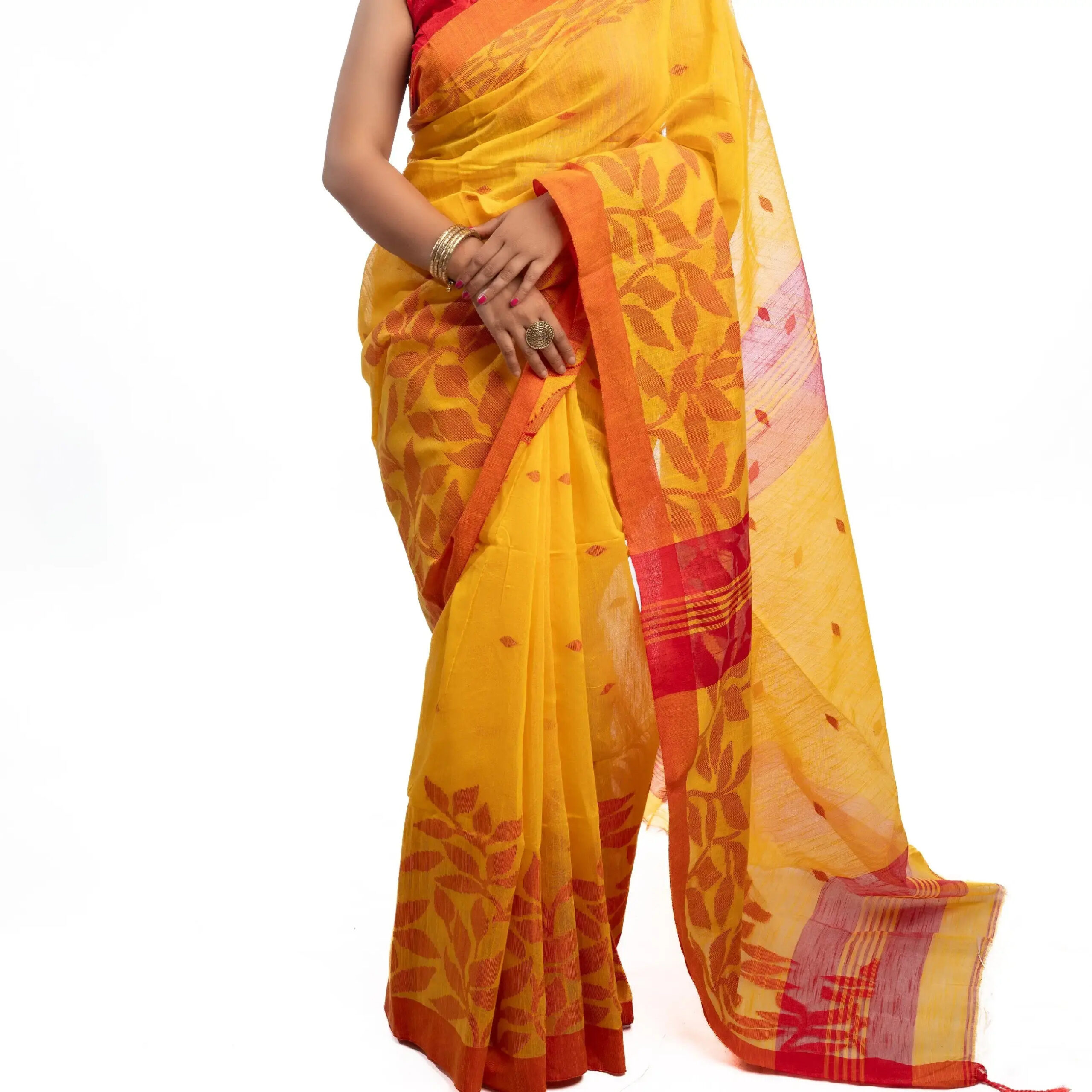 Pure Cotton Hand Woven Designer Saree With BP