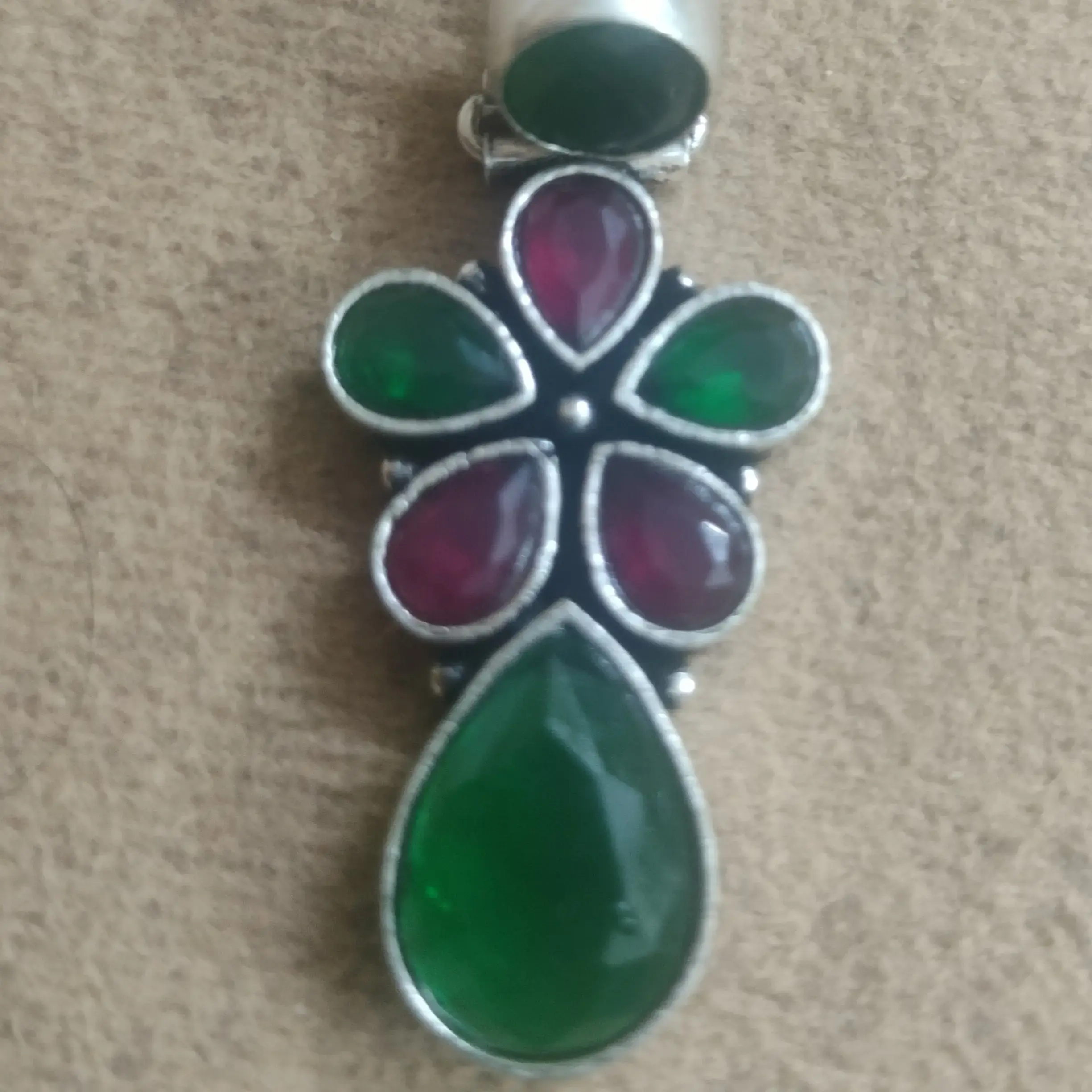 Silver Oxidised Multicolored Floral Earrings