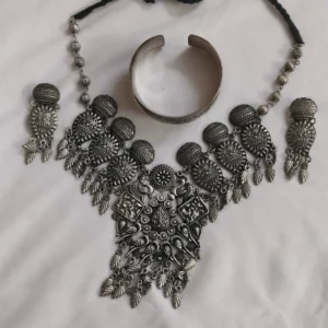 Oxidised Junk necklace With Earrings with Bangle