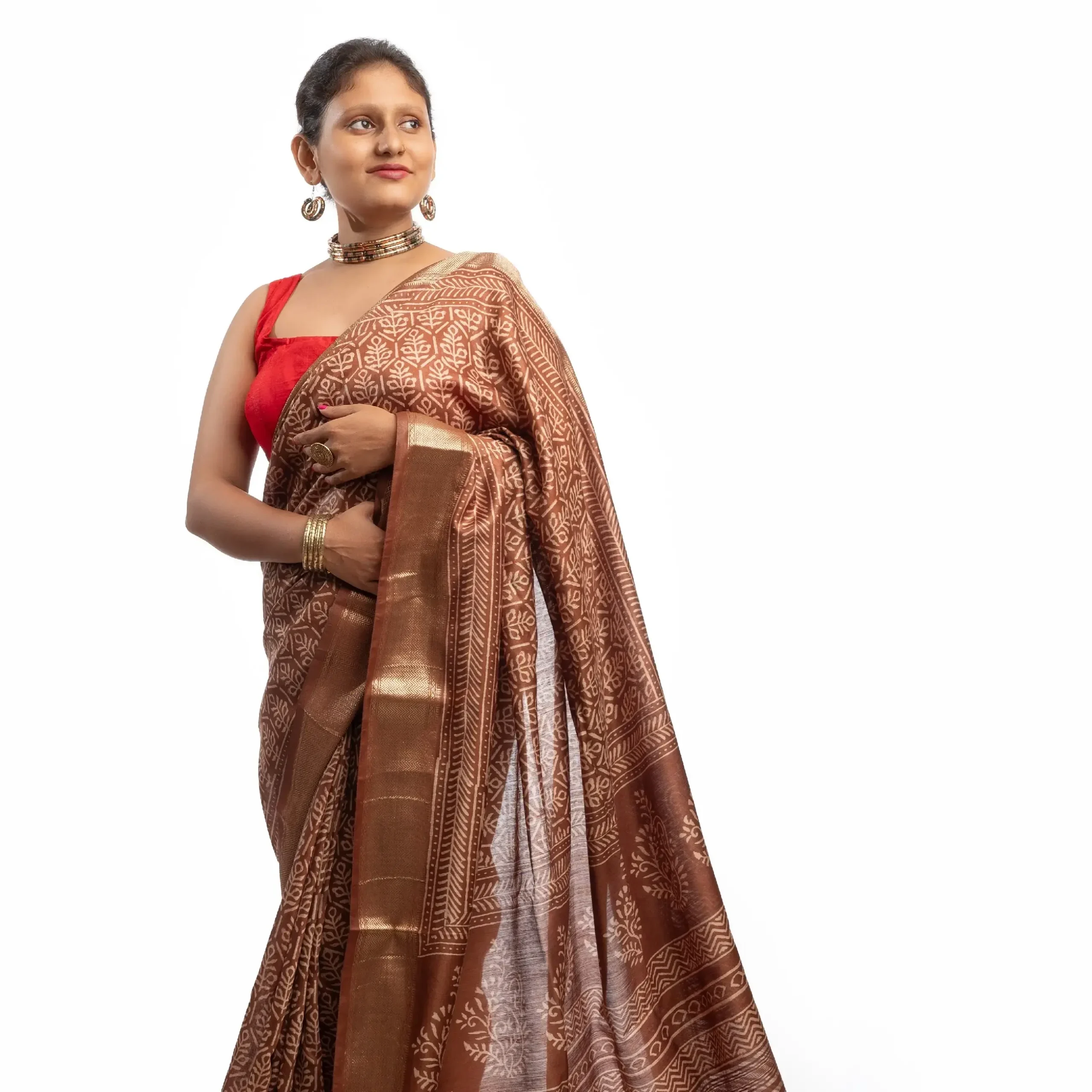 Handmade Block Printed Silk Saree