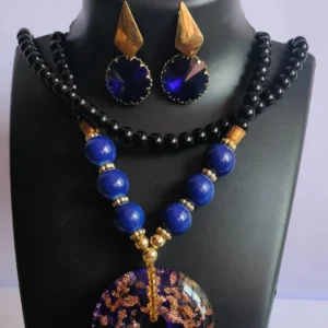 Beads Long Necklace With Earrings