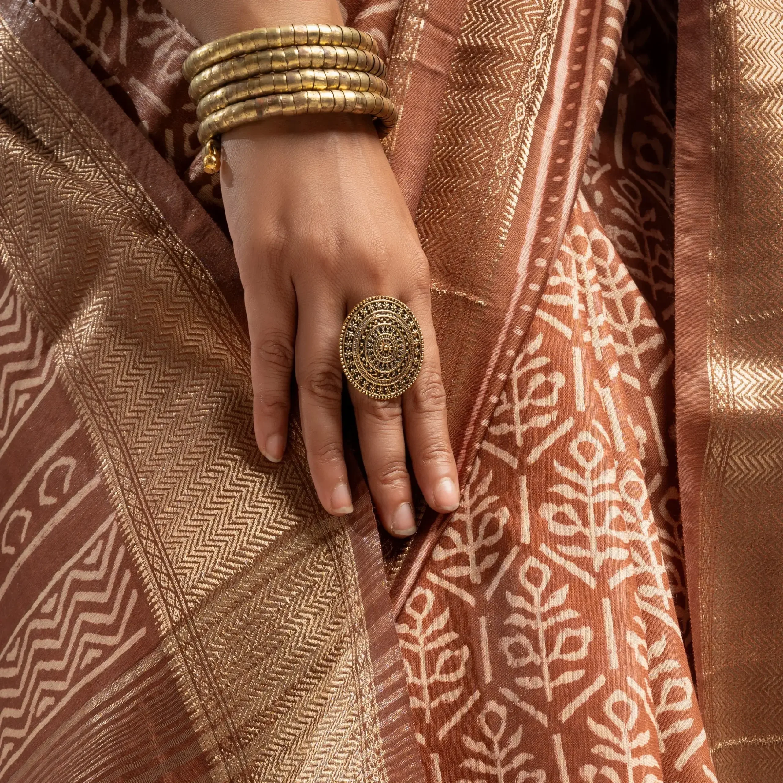 Handmade Block Printed Silk Saree