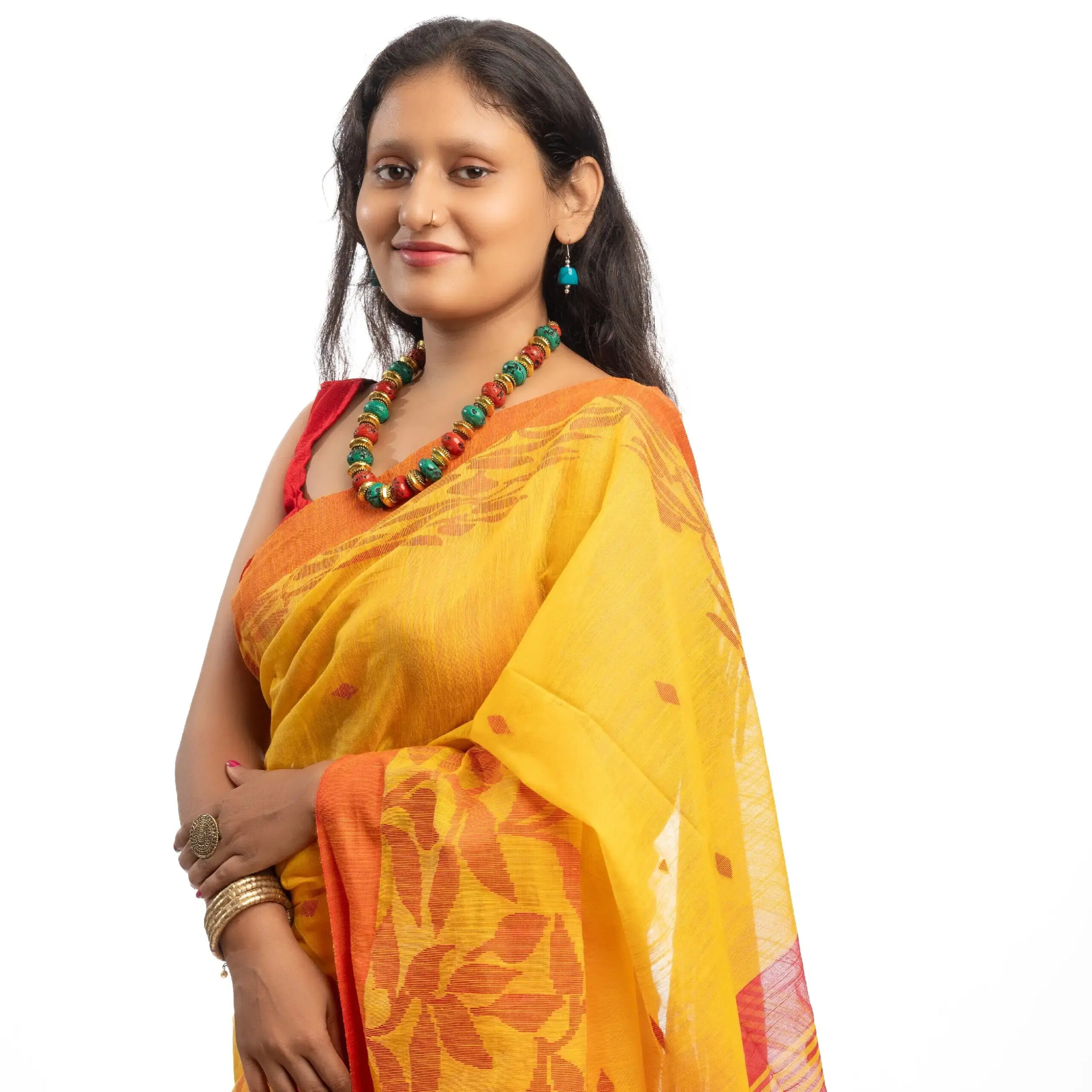 Pure Cotton Hand Woven Designer Saree With BP