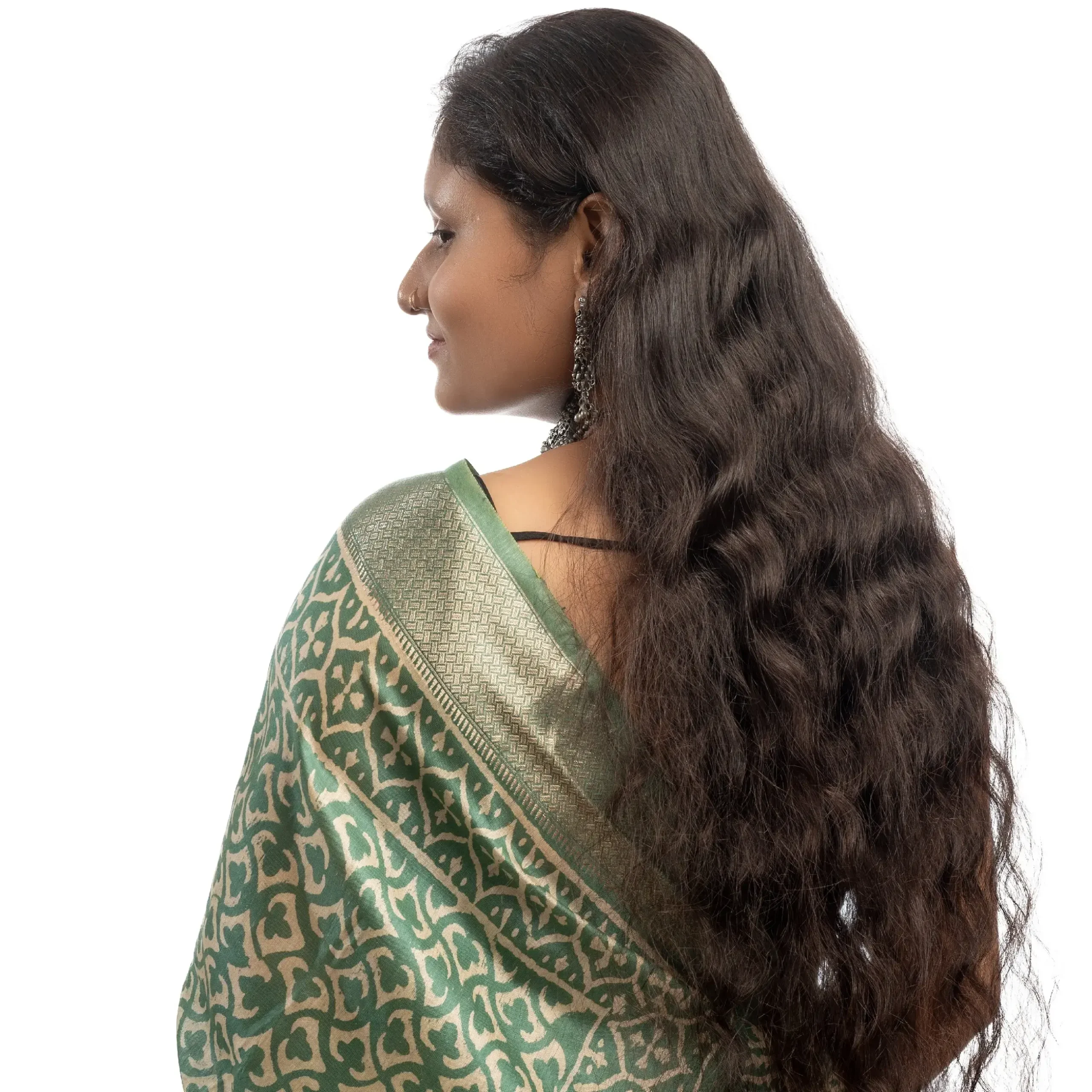 Hand Printed Desiner Katan Silk Saree With BP