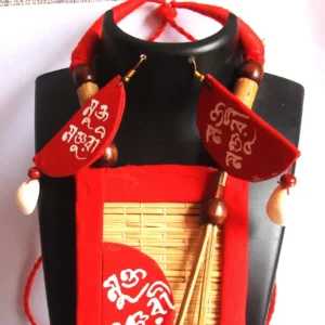 Ethnic Red colored wooden cloth Jwellery