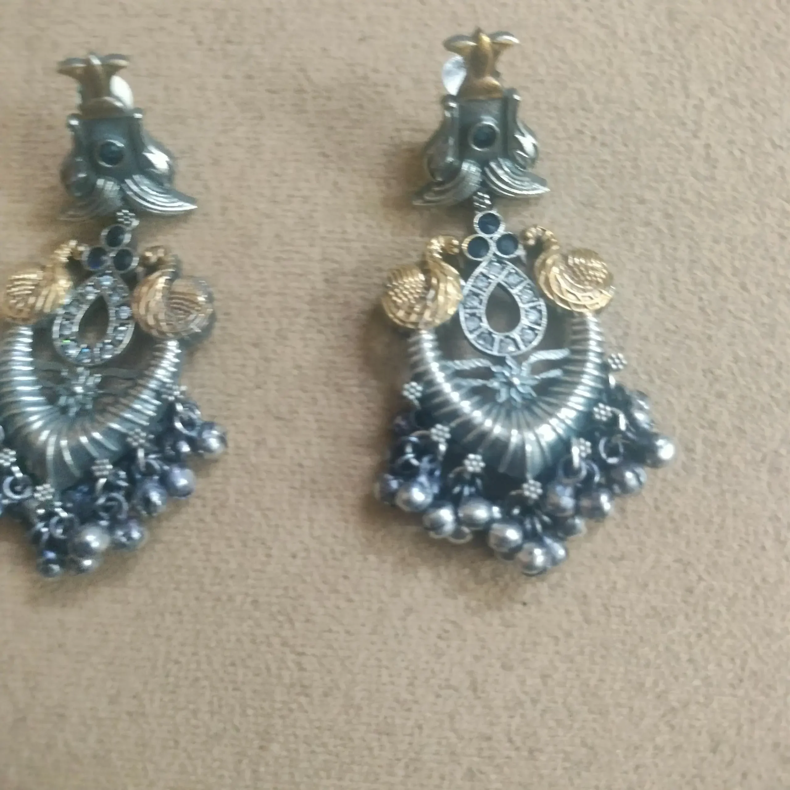 Silver Oxidised Tribal Style Earrings