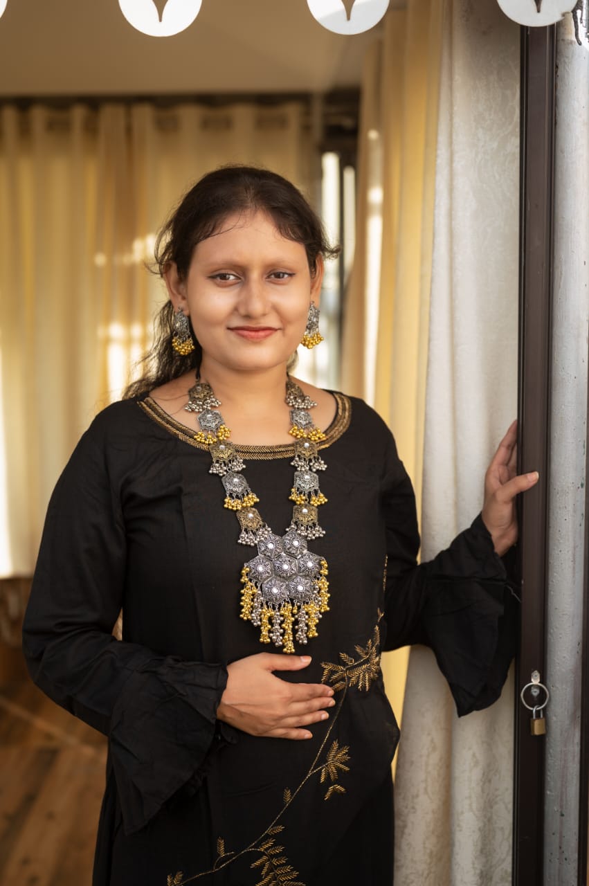 Long oxidized necklace set