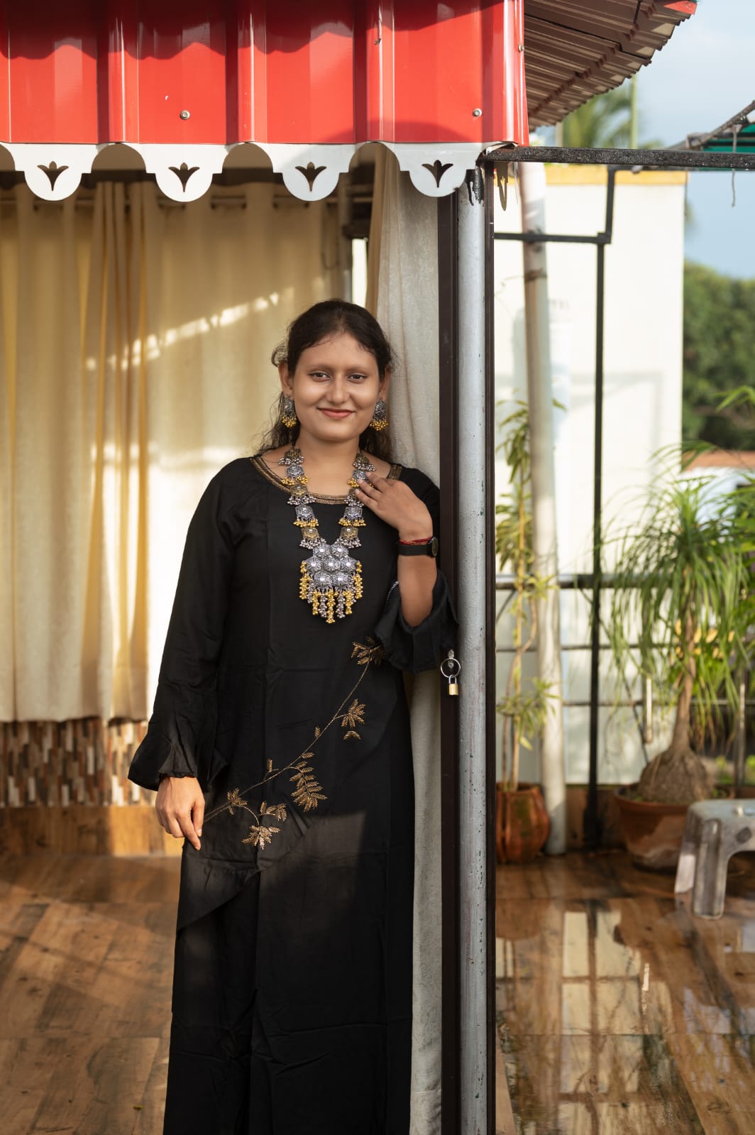 Designer long silk anarkali set