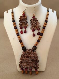Designer ethnic wooden necklace set
