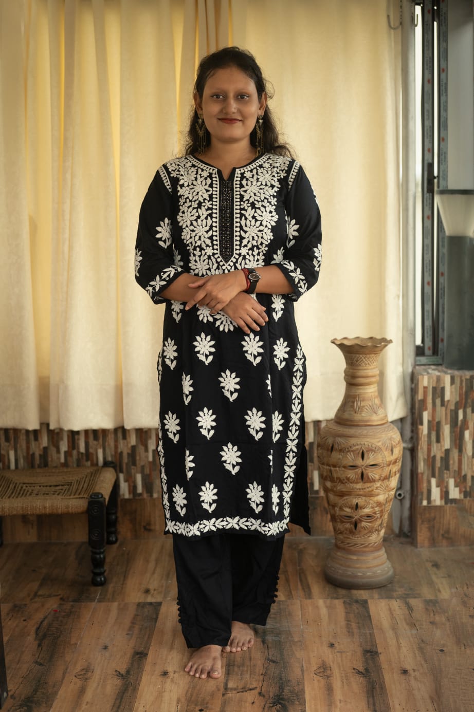 Embroidery designed kurti set