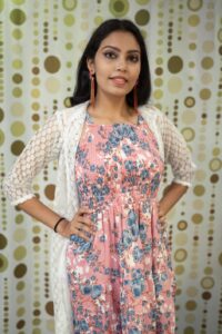 Cotton sleeveless frock with shrug